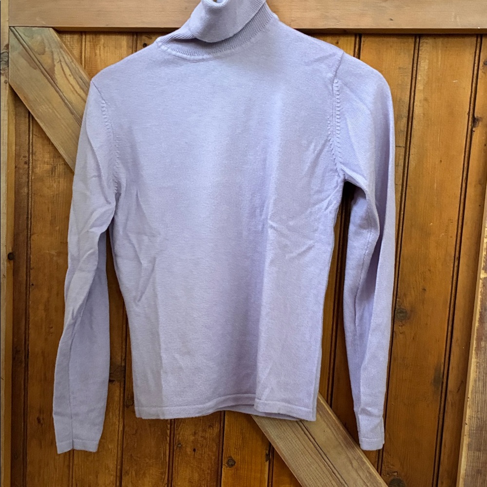 Charter Club Classics Womens Merino Extrafine Wool Lavender Turtleneck Sweater S